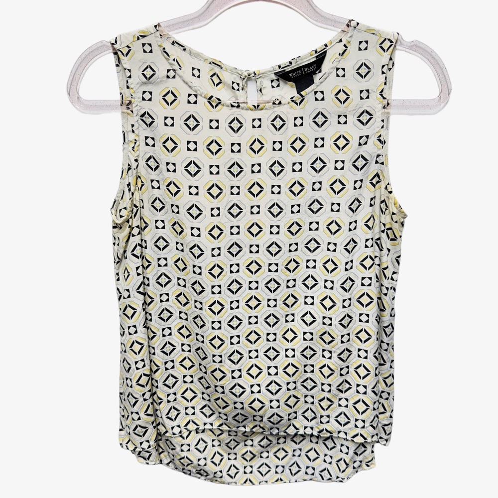 Pure Silk Polka Dots Geometric Mosaic Artsy Blouse Tank Top